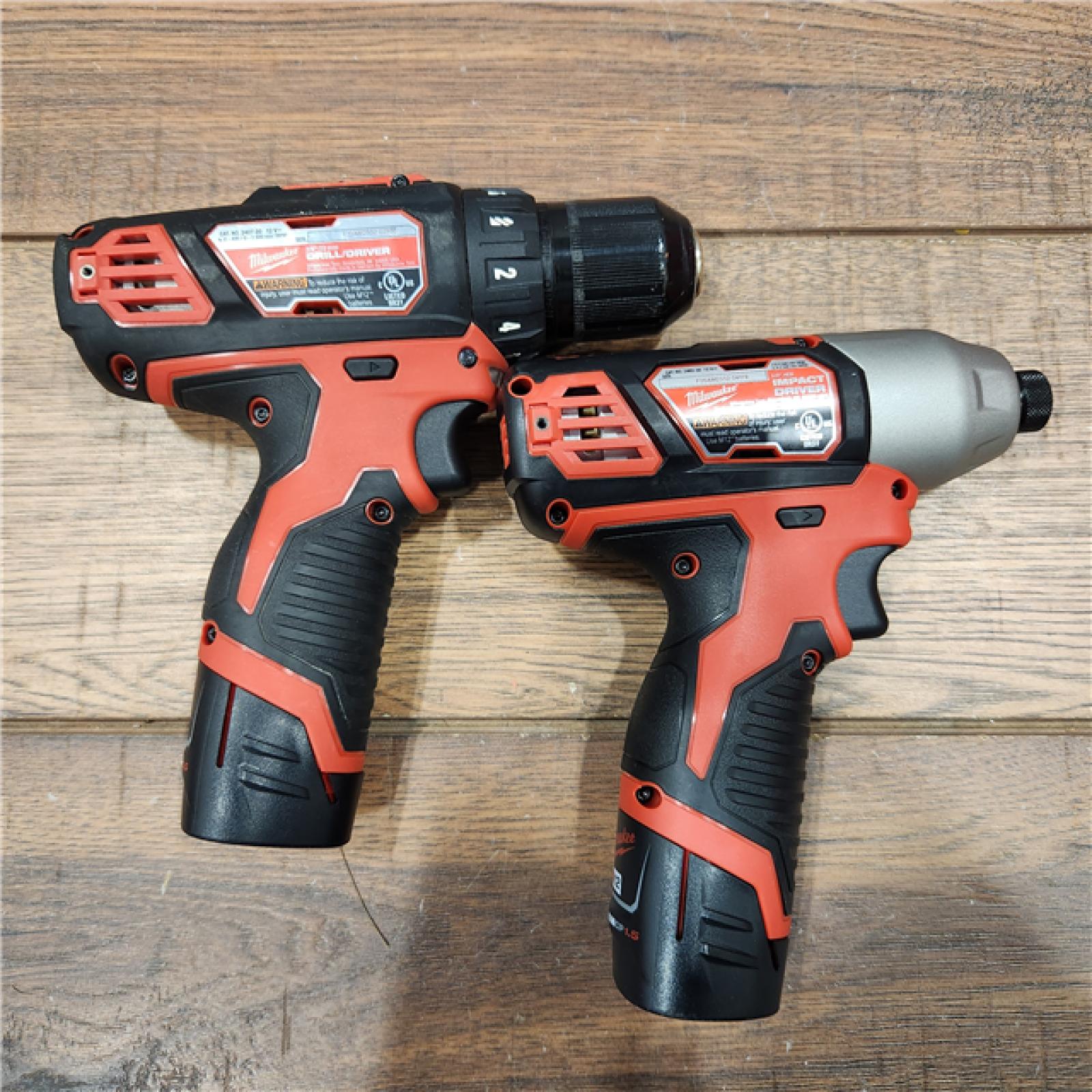 AS-IS M12 12V Lithium-Ion Cordless Drill Driver/Impact Driver Combo Kit with Two 1.5Ah Batteries, Charger and Bag (2-Tool)