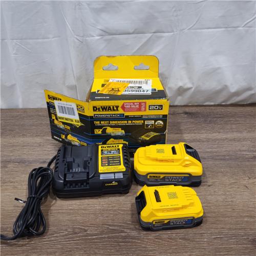 AS-IS DeWalt 20V MAX POWERSTACK DCBP315-2C Lithium-Ion 1.7Ah and 5Ah Battery and Charger Starter Kit 3 Pc