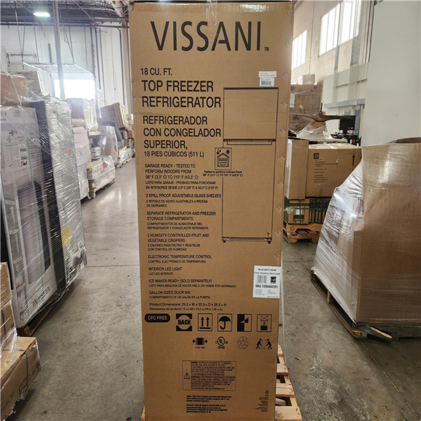 Phoenix Location Vissani 18 cu. ft. Top Freezer Refrigerator in Stainless Steel Look