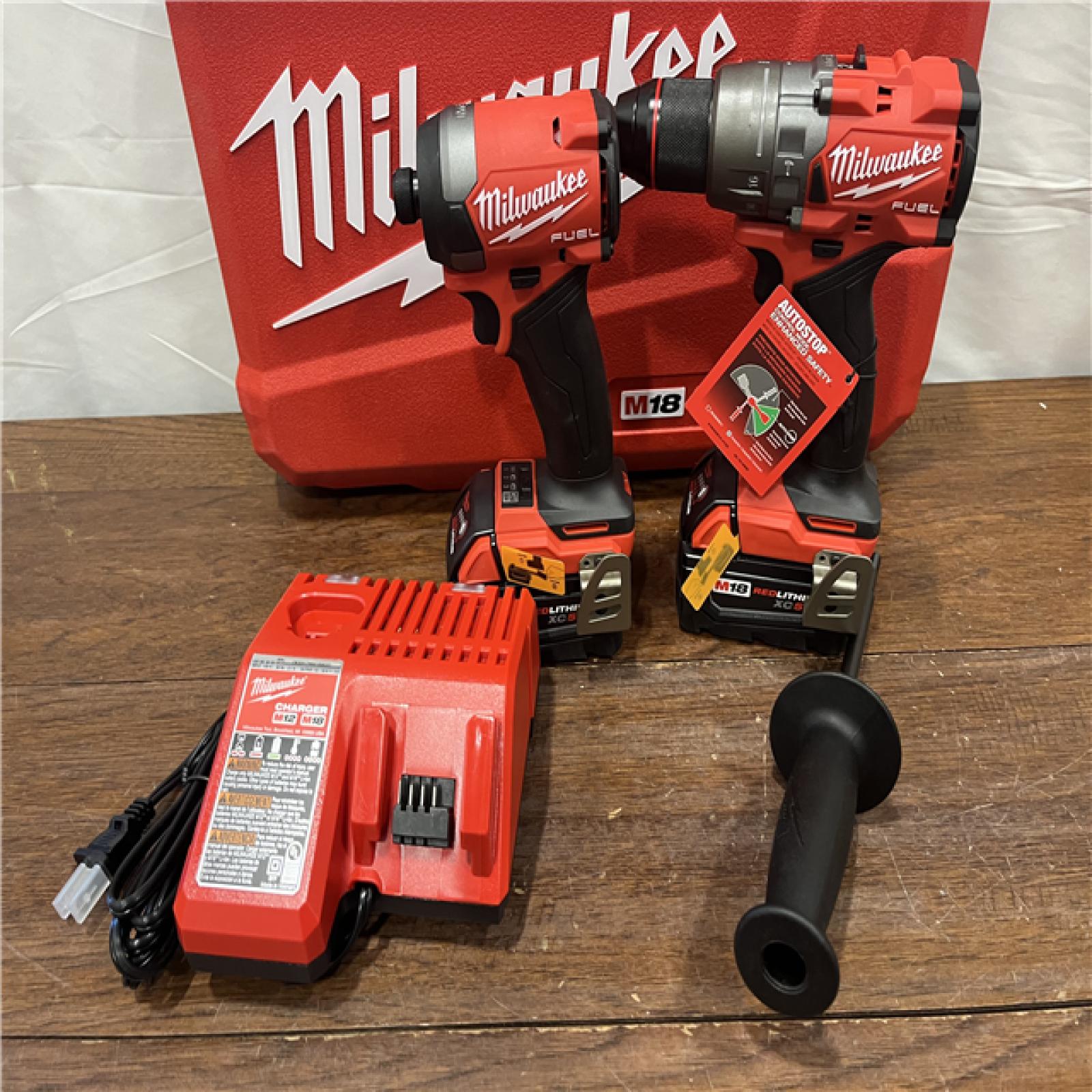 AS-ISMilwaukee M18 FUEL 18V Lithium-Ion Brushless Cordless Hammer Drill and Impact Driver Combo Kit (2-Tool) with 2 Batteries