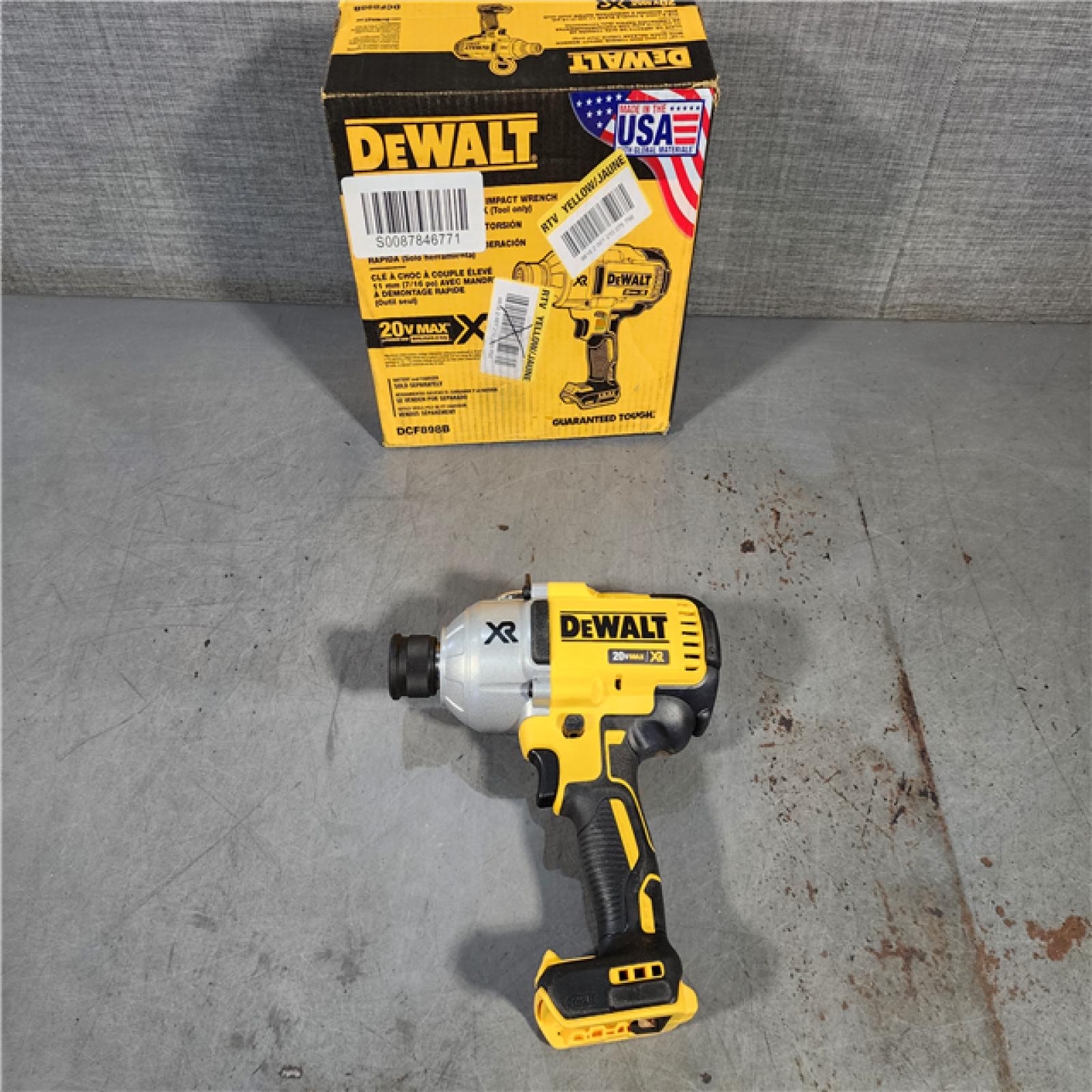 HOUSTON LOCATION - AS-IS DEWALT 20V MAX XR Cordless Brushless 7/16 in. High Torque Impact Wrench with Quick Release Chuck (Tool Only)