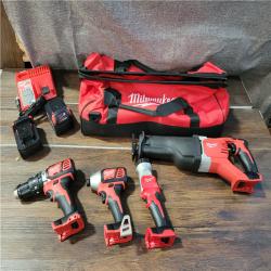 CALFORNIA NEW MILWAUKEE M18 4 TOOL COMBO KIT (2 BATTERIES, 1 CHARGER, AND BAG INCLUDED)