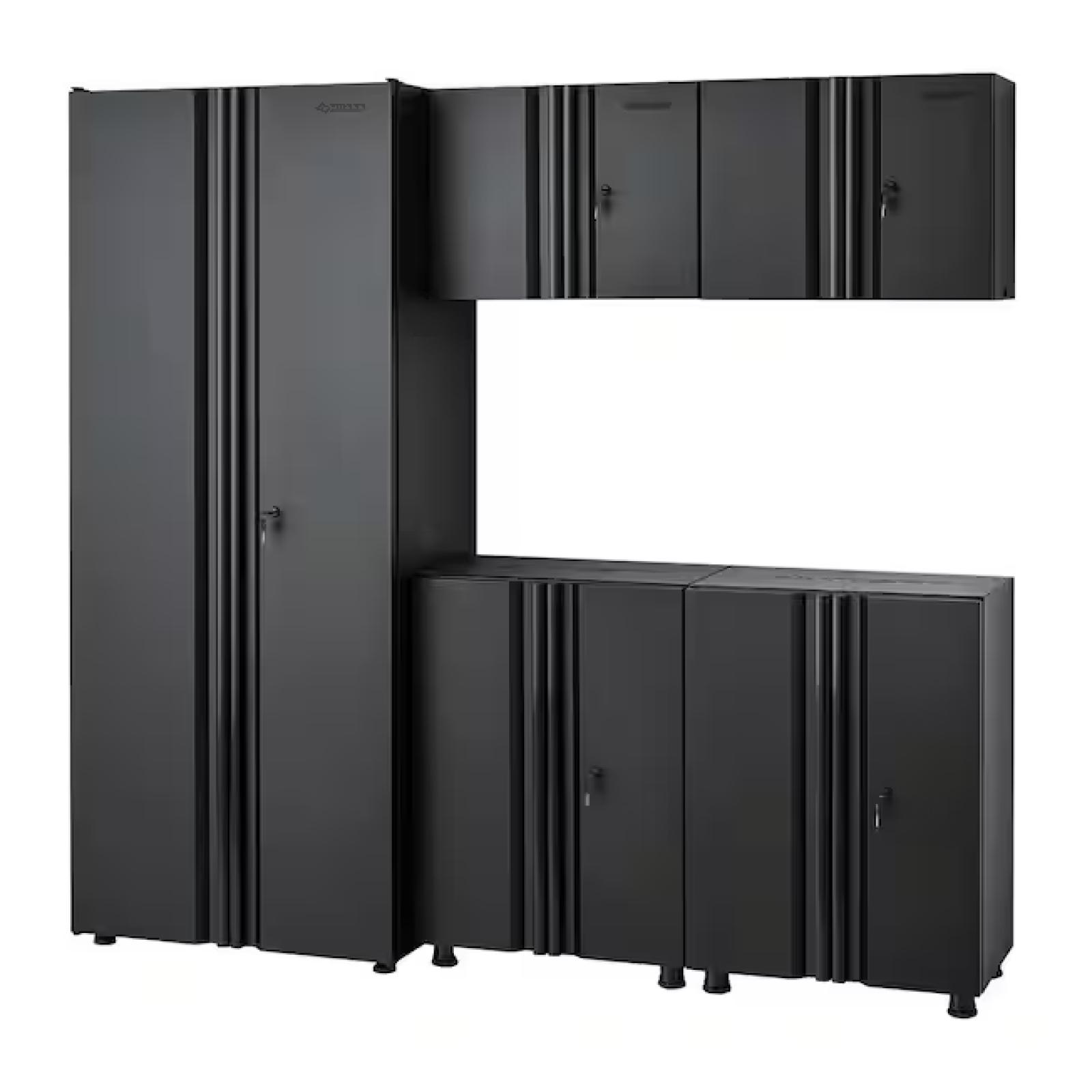 DALLAS LOCATION - Husky 5-Piece Regular Duty Welded Steel Garage Storage System in Black (78.4 in. W x 75 in. H x 19.6 in. D)