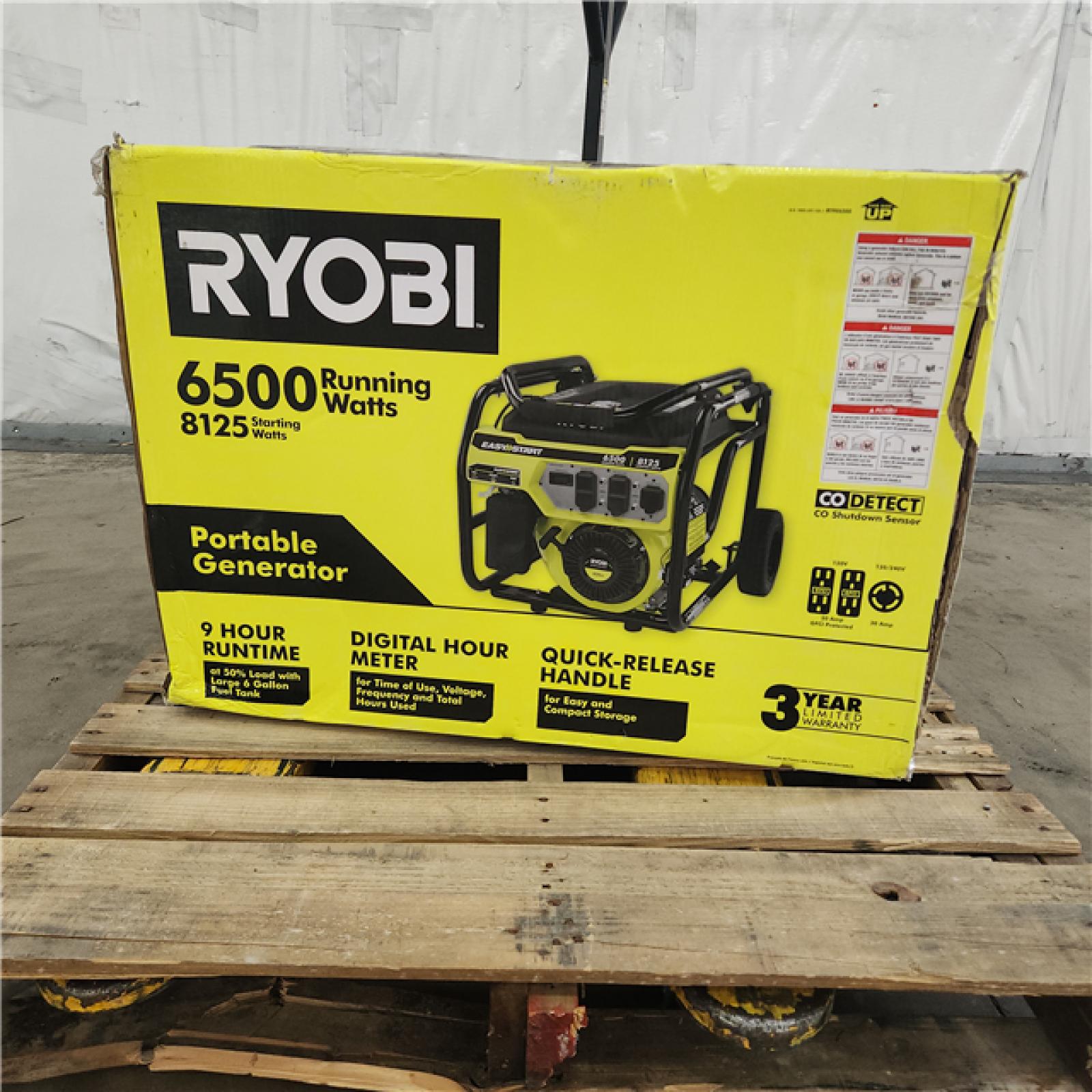 Houston Location - AS-IS Ryobi 6,500-Watt Gasoline Powered Portable Generator