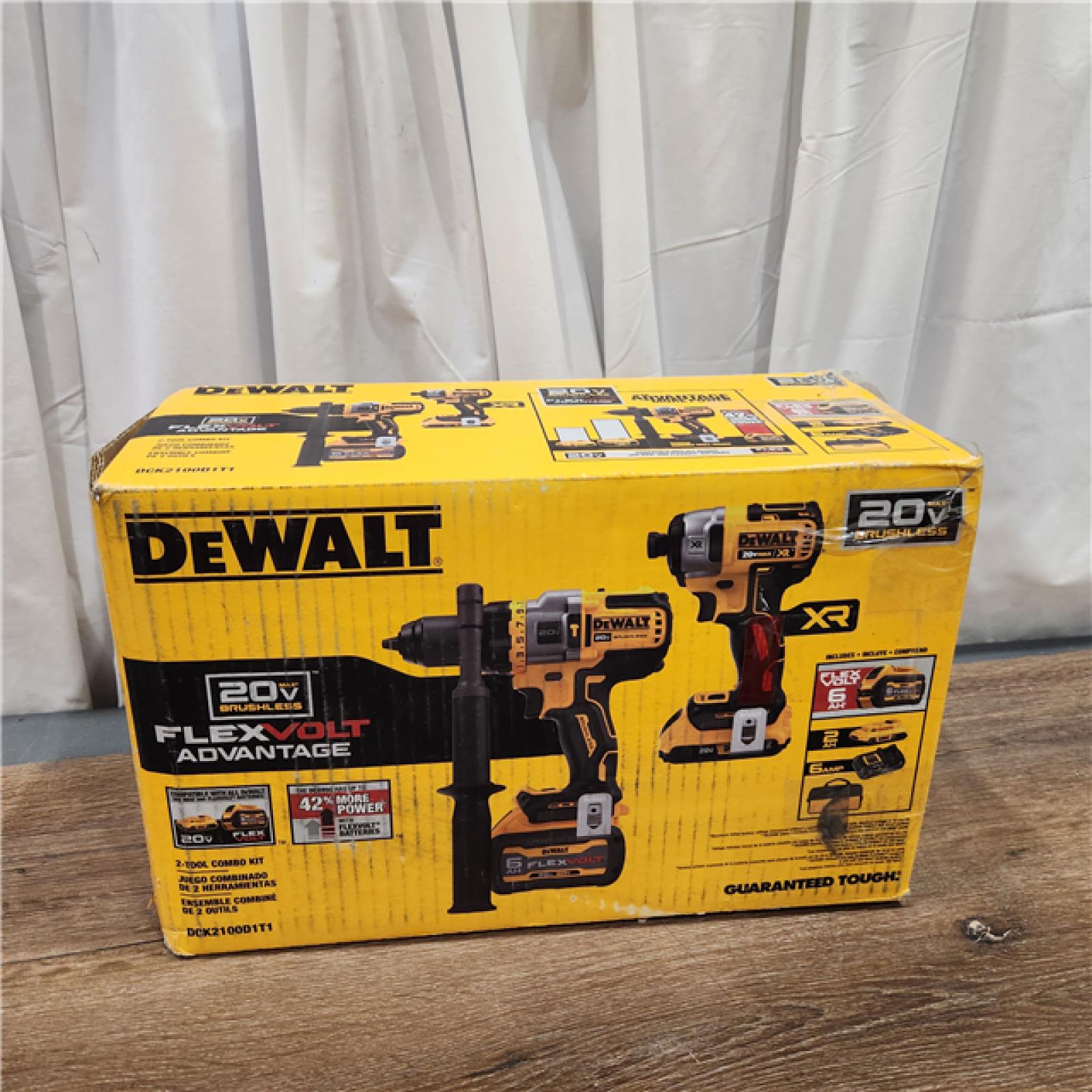 AS-IS DEWALT 20V MAX Cordless Brushless Hammer Drill/Driver 2 Tool Combo Kit with FLEXVOLT ADVANTAGE