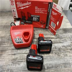 AS-IS Milwaukee M12 12V Lithium-Ion XC High Output 5.0 Ah Battery Pack (2-Pack) Starter Kit with Charger