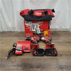 AS-IS M18 18V Lithium-Ion Brushless Cordless Compact Drill/Impact Combo Kit (2-Tool) W/(2) 2.0 Ah Batteries, Charger & Bag