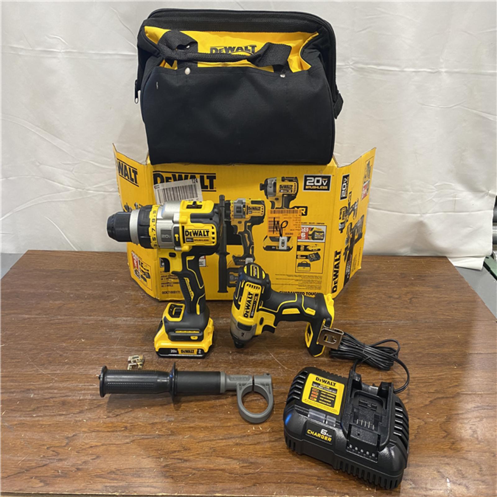 AS-IS DEWALT 20V MAX Cordless Brushless Hammer Drill/Driver 2 Tool Combo Kit with FLEXVOLT ADVANTAGE