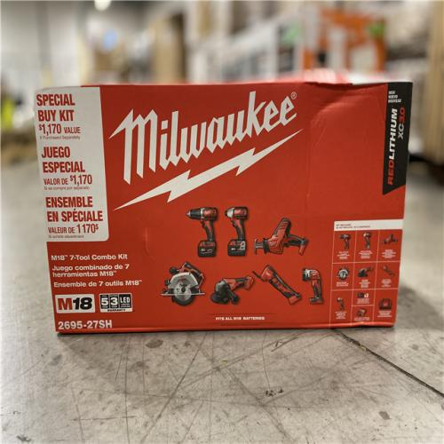 NEW! -Milwaukee M18 18-Volt Lithium-Ion Cordless Combo Kit 7-Tool with 2-Batteries, Charger and Tool Bag