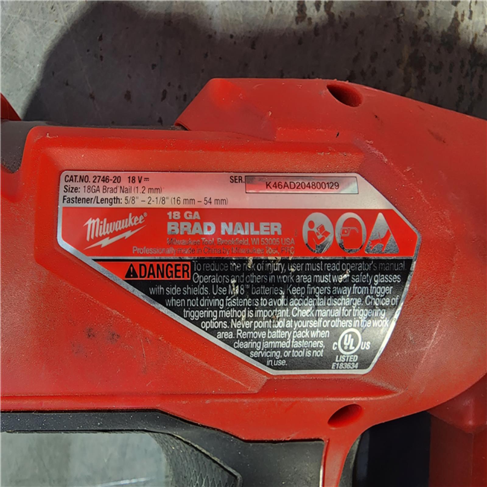 HOUSTON LOCATION - AS-IS Milwaukee M18 Fuel 18V Brushless 18-Gauge Brad Nailer 2746-20 (Bare Tool)