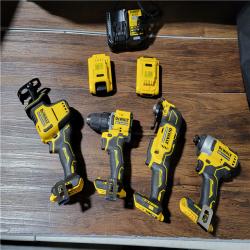 California As-Is Dewalt Brushless 4-Tool Combo Kit (Battery,Charger, and Tool Bag Included)