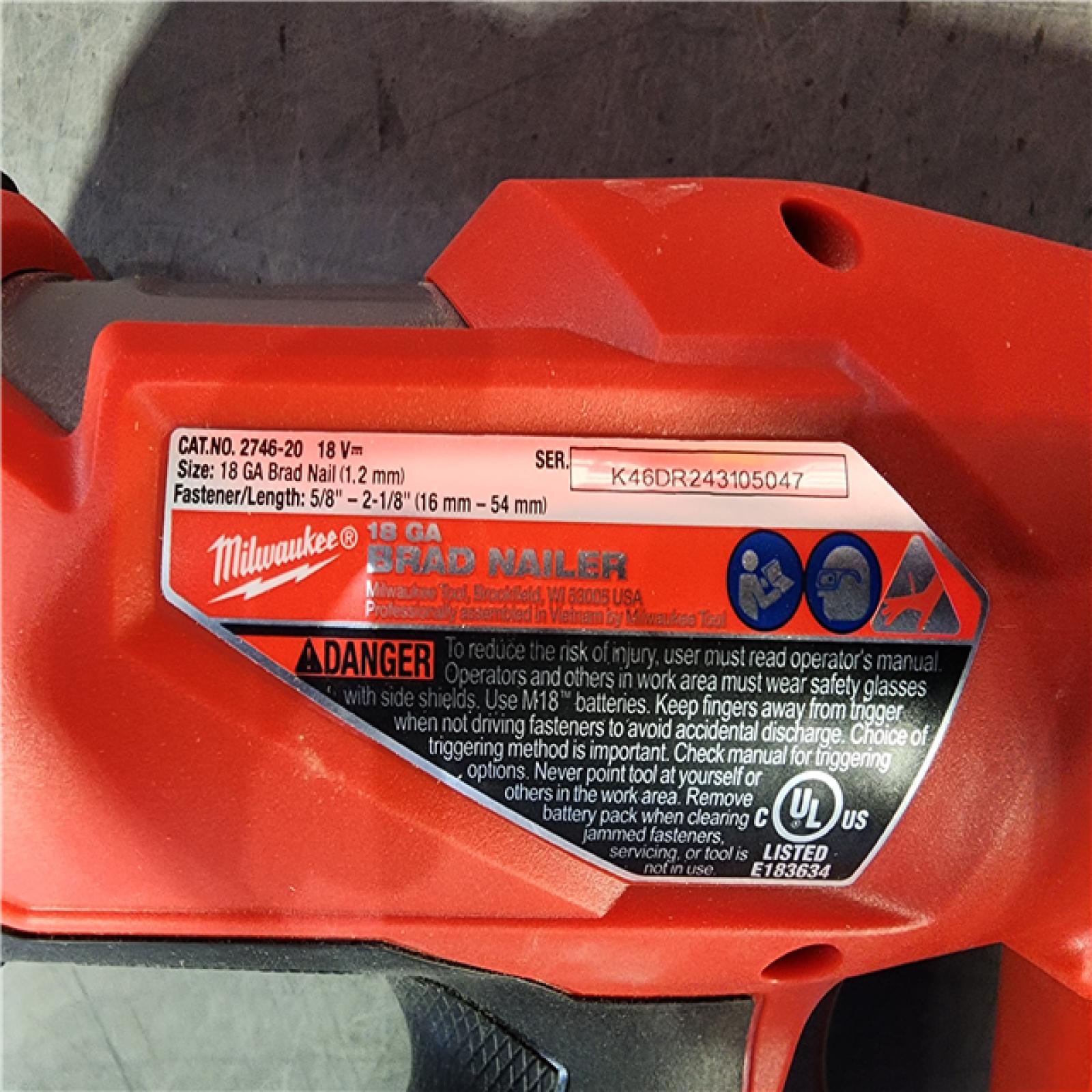 HOUSTON LOCATION - AS-IS Milwaukee M18 Fuel 18V Brushless 18-Gauge Brad Nailer 2746-20 (Bare Tool)