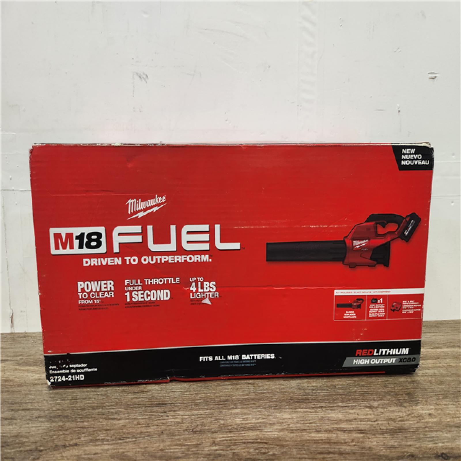 Phoenix Location Appears NEW Milwaukee M18 FUEL 120 MPH 450 CFM 18V Lithium-Ion Brushless Cordless Handheld Blower Kit with 8.0 Ah Battery, Rapid Charger 2724-21HD