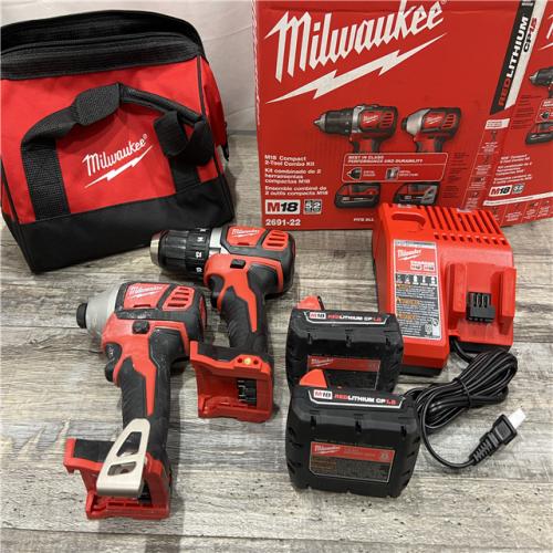 AS-IS Milwaukee M18 18V Cordless Brushed 2 Tool Drill/Driver and Impact Driver Kit