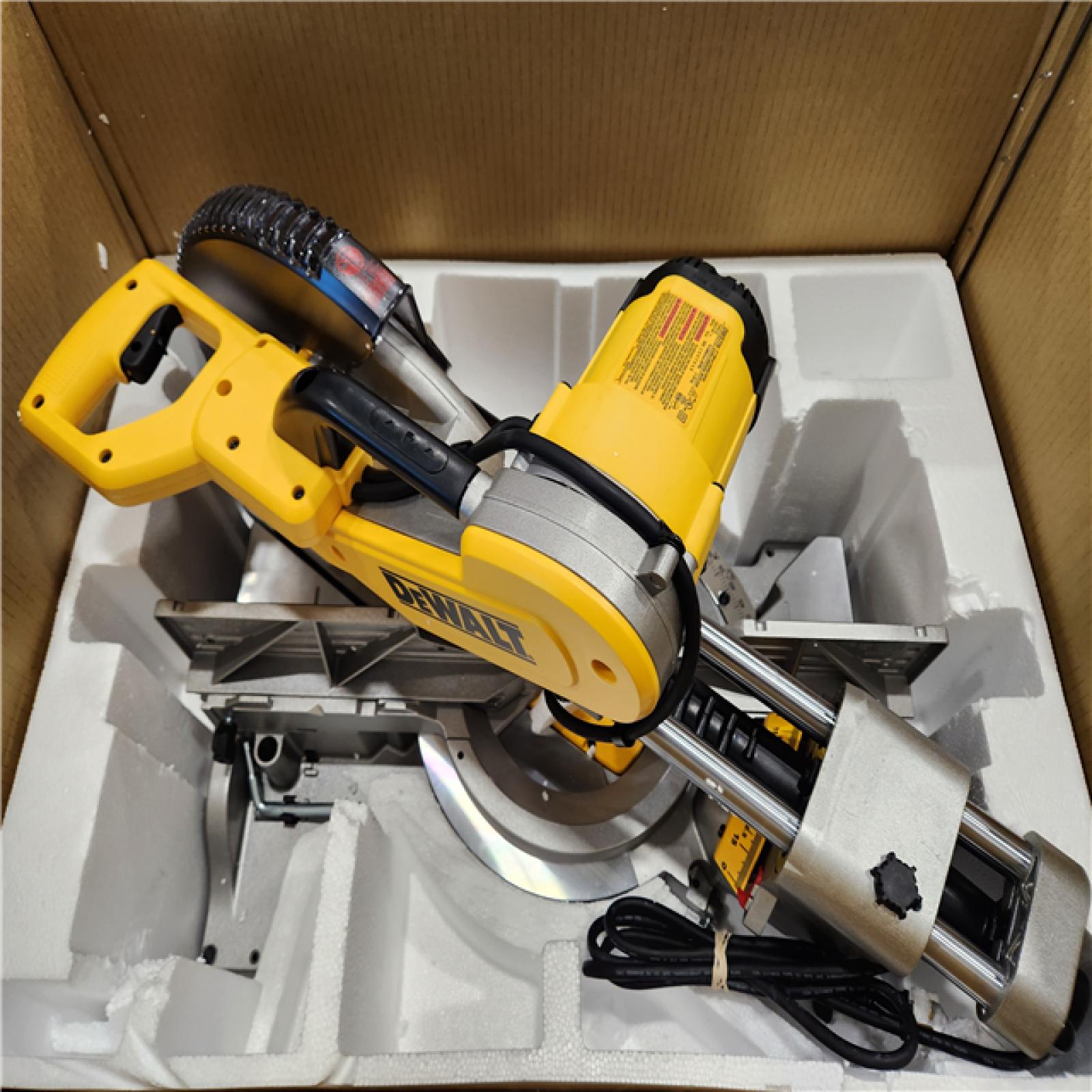 AS-IS DEWALT 15 Amp Corded 12 in. Double Bevel Sliding Compound Miter Saw