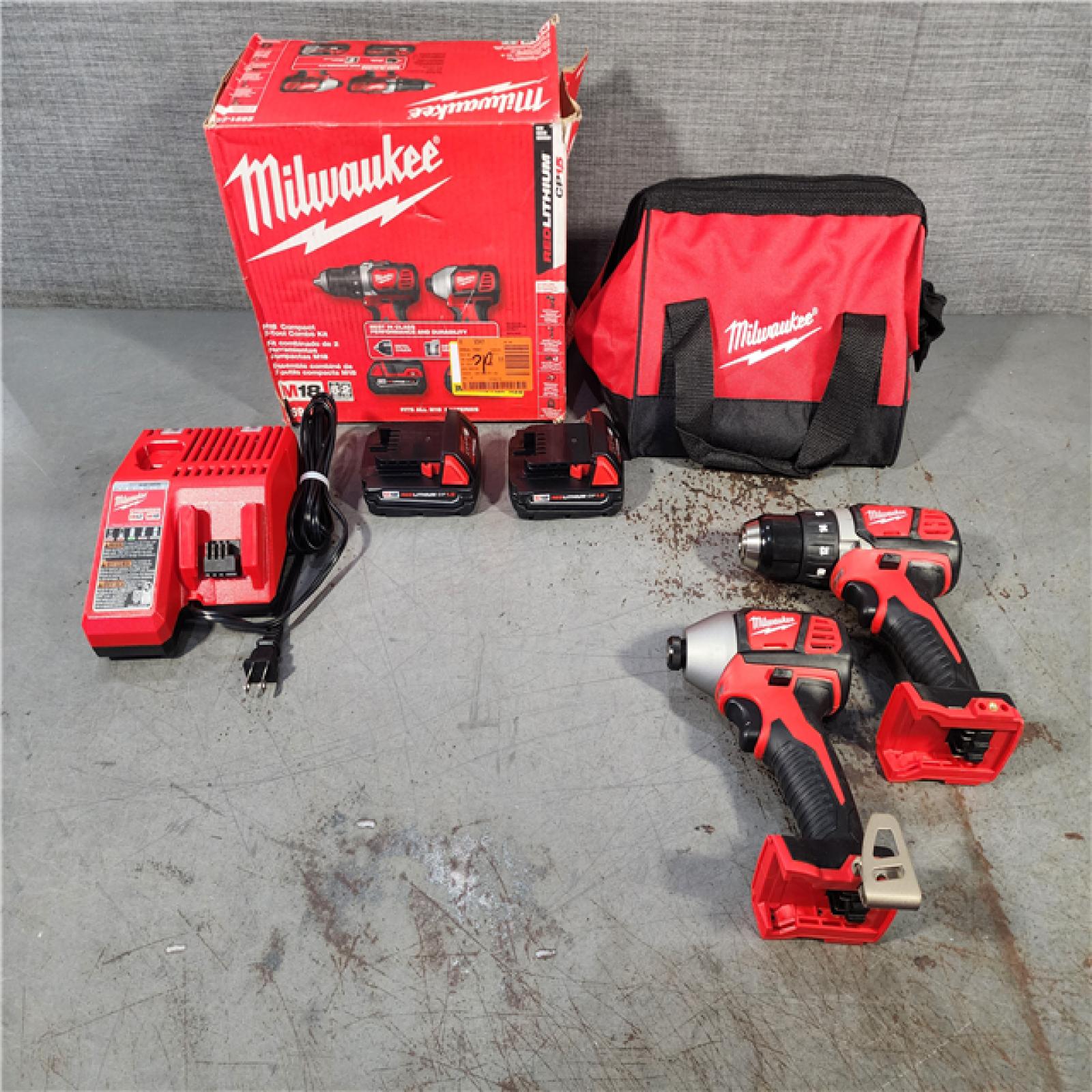 HOUSTON LOCATION - AS-IS Milwaukee M18 18V Cordless Brushed 2 Tool Drill/Driver and Impact Driver Kit