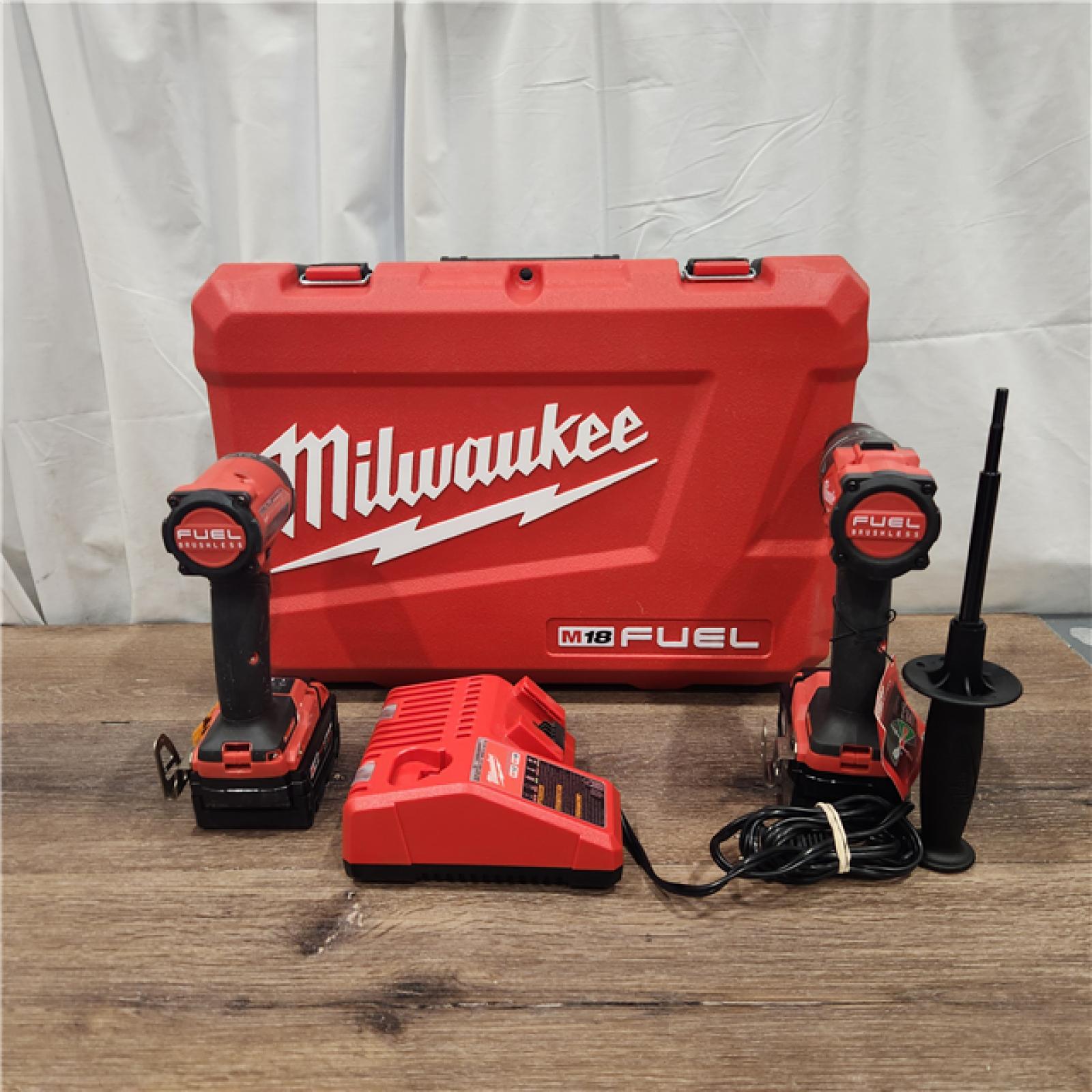 AS IS Milwaukee M18 FUEL 18V Lithium-Ion Brushless Cordless Hammer Drill and Impact Driver Combo Kit (2-Tool) with 2 Batteries