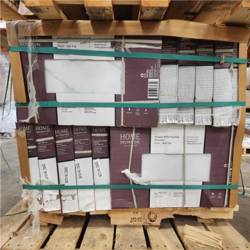 Phoenix Location Pallet of Home Decorators Collection Kolasus White 12 in. x 24 in. Matte Porcelain Stone Look Floor and Wall Tile (16 sq. ft./Case)(28 Boxes - 433sqft)