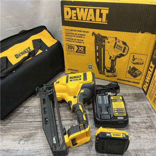 AS-IS DeWalt DCN660D1 20V 16 Gauge Cordless Angled Finish Nailer Kit W/ 2Ah Battery