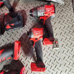 HOUSTON LOCATION - AS-IS Milwaukee 3698-24MT 18V Fuel 4-Tool Cordless Combo Kit with 6.0Ah 3.0Ah Lithium Ion Batteries