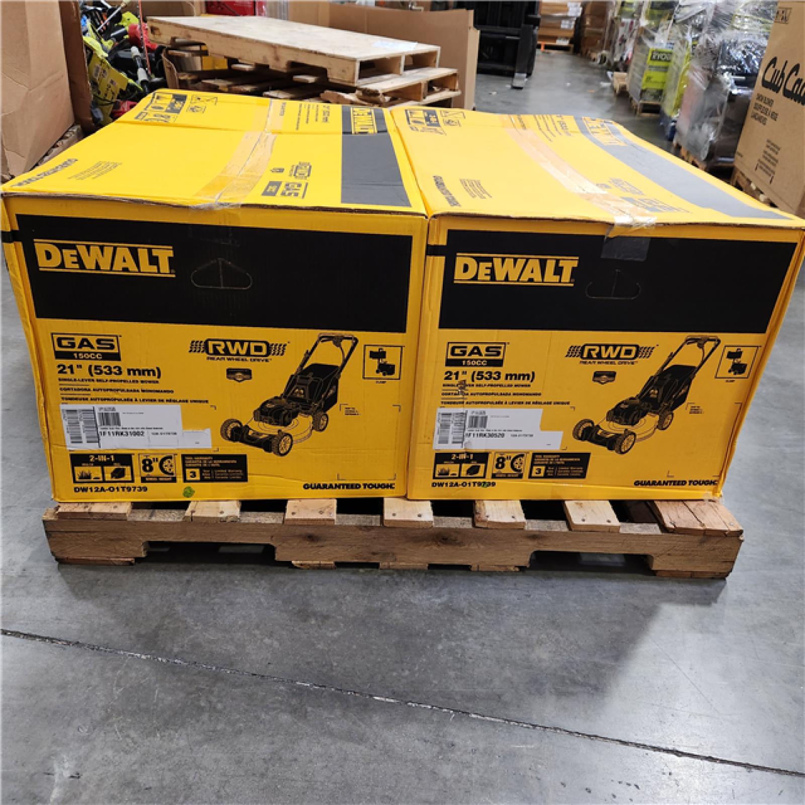 Dallas Location - NEW- DEWALT 21 in. 150cc Briggs and Stratton 625ex Gas Lawn Mower-Lot Of 2)