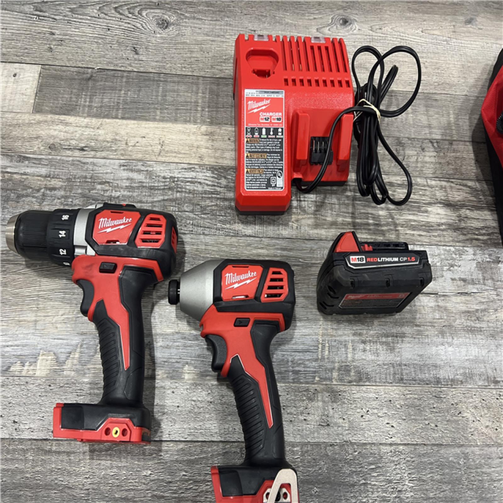 AS-IS Milwaukee M18 18V Cordless Brushed 2 Tool Drill/Driver and Impact Driver Kit