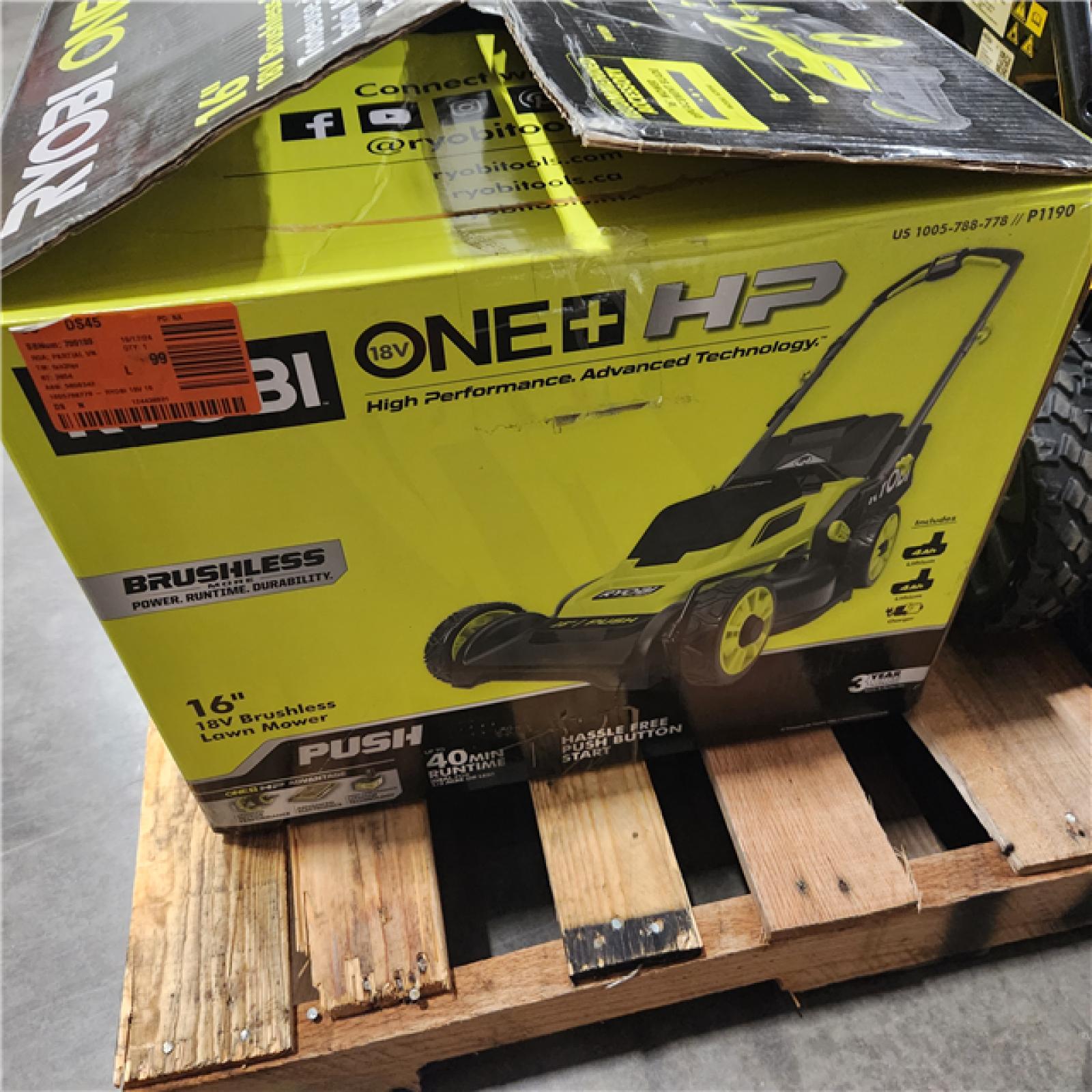 RYOBI ONE+ HP 18V Brushless 16 in. Cordless Battery Walk Behind Push Lawn Mower with (2) 4.0 Ah Batteries and (1) Charger