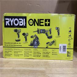 NEW! - RYOBI ONE+ 18V Cordless 6-Tool Combo Kit with 1.5 Ah Battery, 4.0 Ah Battery,