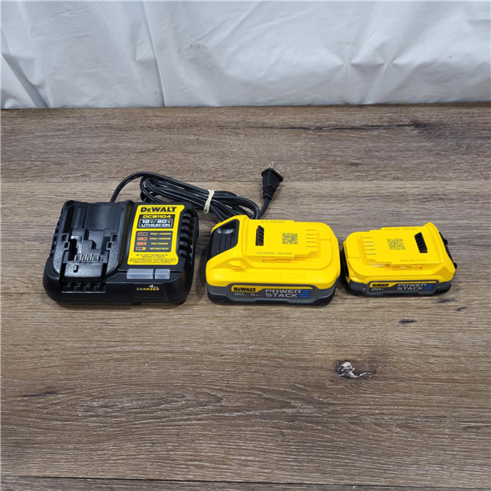 AS-IS DeWalt 20V MAX POWERSTACK DCBP315-2C Lithium-Ion 1.7Ah and 5Ah Battery and Charger Starter Kit 3 Pc