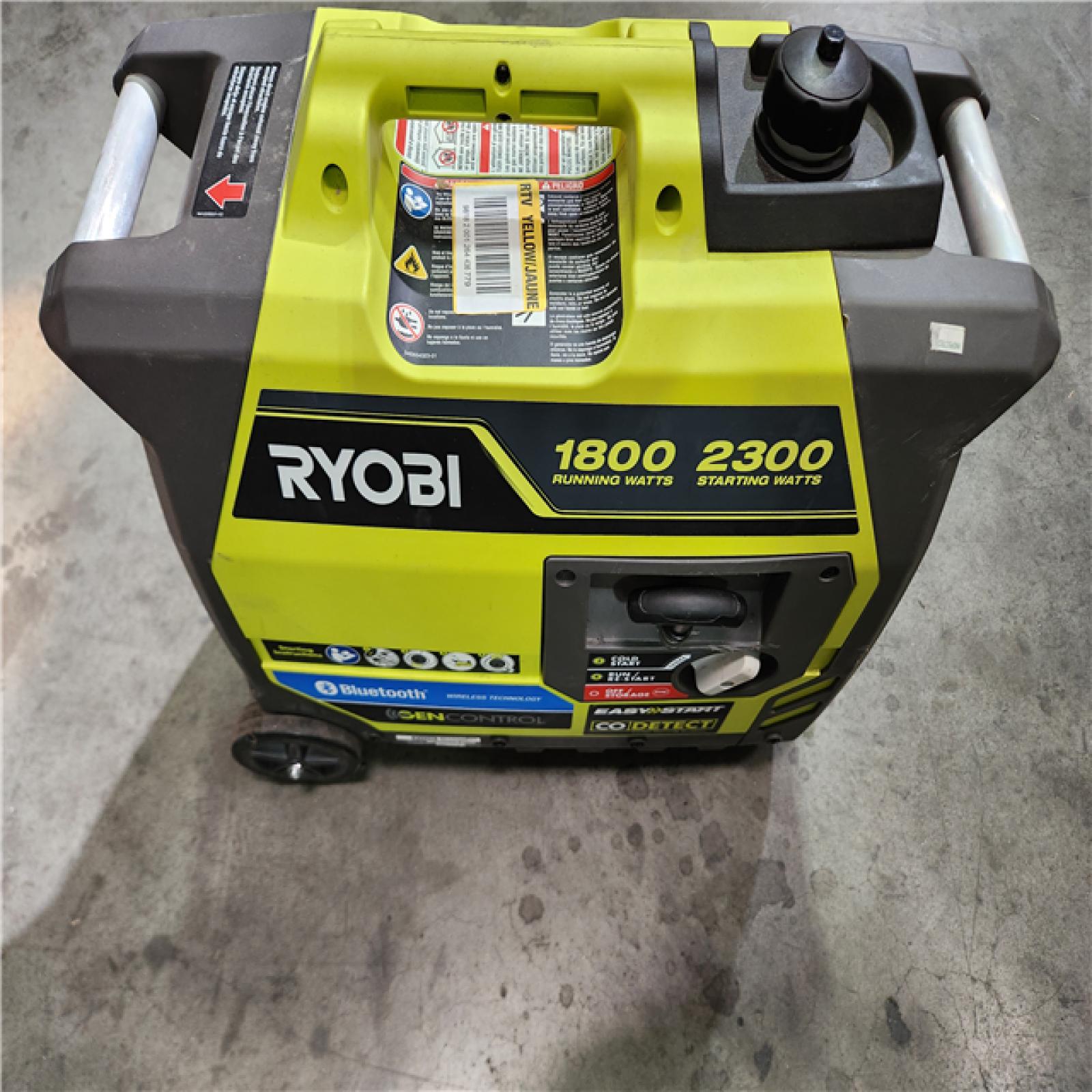 California AS-IS Ryobi 2 300-Watt Recoil Start Bluetooth Super Quiet Gasoline Powered Digital Inverter Generator with CO Shutdown Sensor