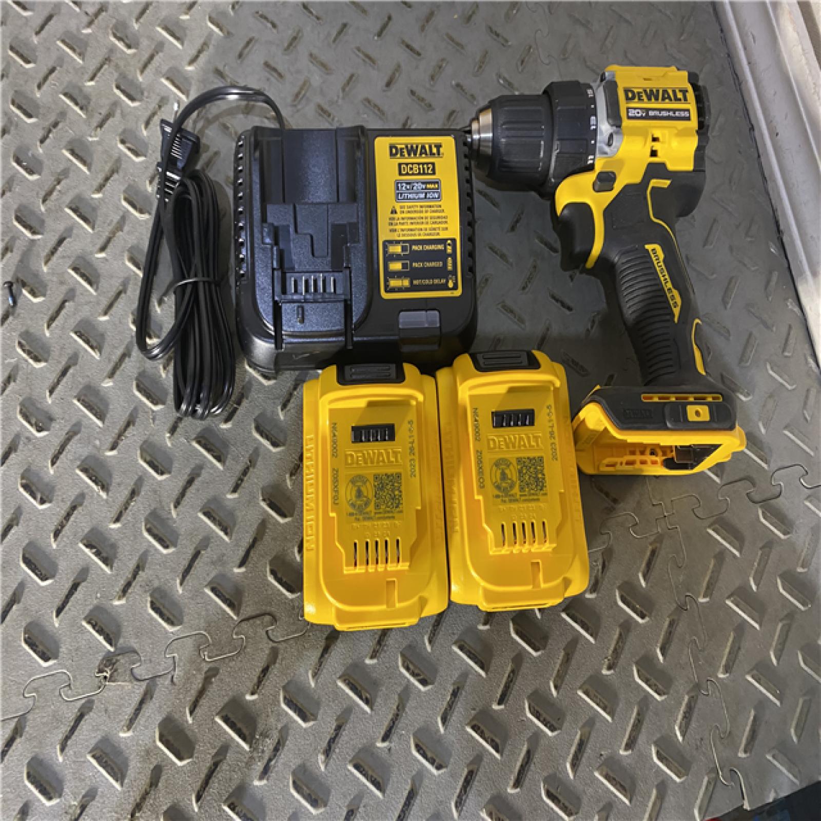 Houston location AS-IS DEWALT ATOMIC 20-Volt MAX Lithium-Ion Cordless Combo Kit (2-Tool) with (2) 2.0Ah Batteries, Charger and Bag