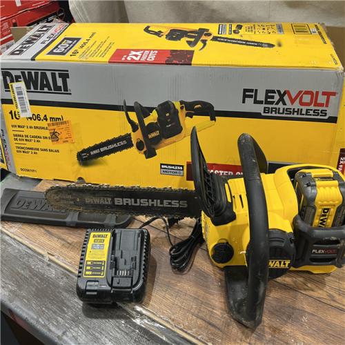 AS-IS DEWALT  FLEXVOLT 60V MAX 16in. Brushless Cordless Battery Powered Chainsaw Kit with (1) FLEXVOLT 2 Ah Battery & Charger