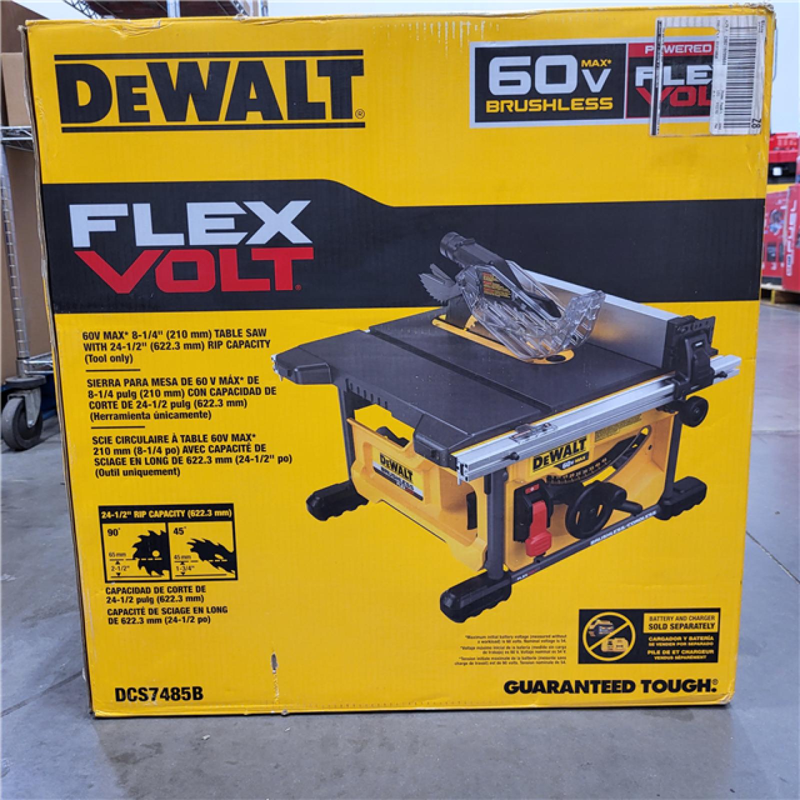 LIKE NEW! Dewalt - DCS7485B - DeWALT DCS7485B FLEXVOLT 60-Volt 8-1/4-Inch Adjustable Table Saw - Bare Tool ( OPEN BOX)