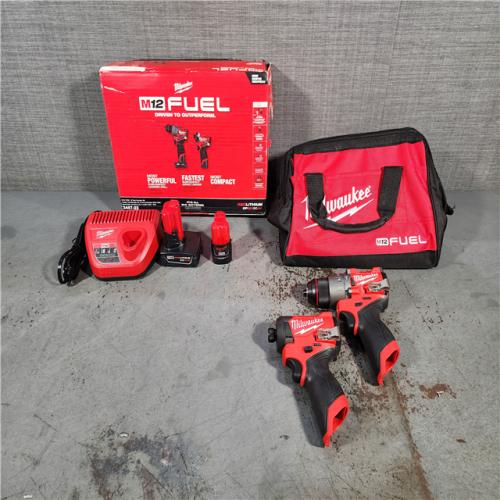 HOUSTON LOCATION - AS-IS (APPEARS LIKE NEW) Milwaukee 3497-22 12V Brushless Hammer Drill and Impact Driver Combo Kit