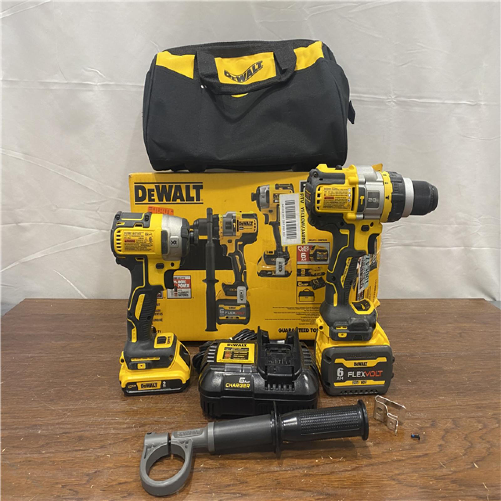 AS-IS DEWALT 20V MAX Cordless Brushless Hammer Drill/Driver 2 Tool Combo Kit with FLEXVOLT ADVANTAGE