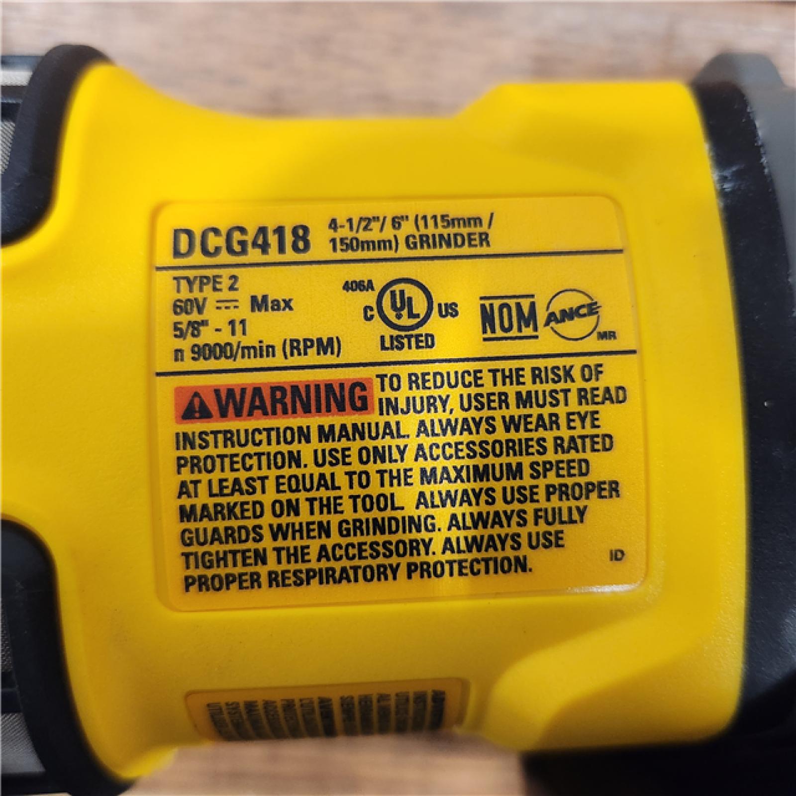 AS-IS DeWalt FLEXVOLT 60V MAX Cordless Grinder  4.5 - 6   9000 RPM  1 EA (115-DCG418B)