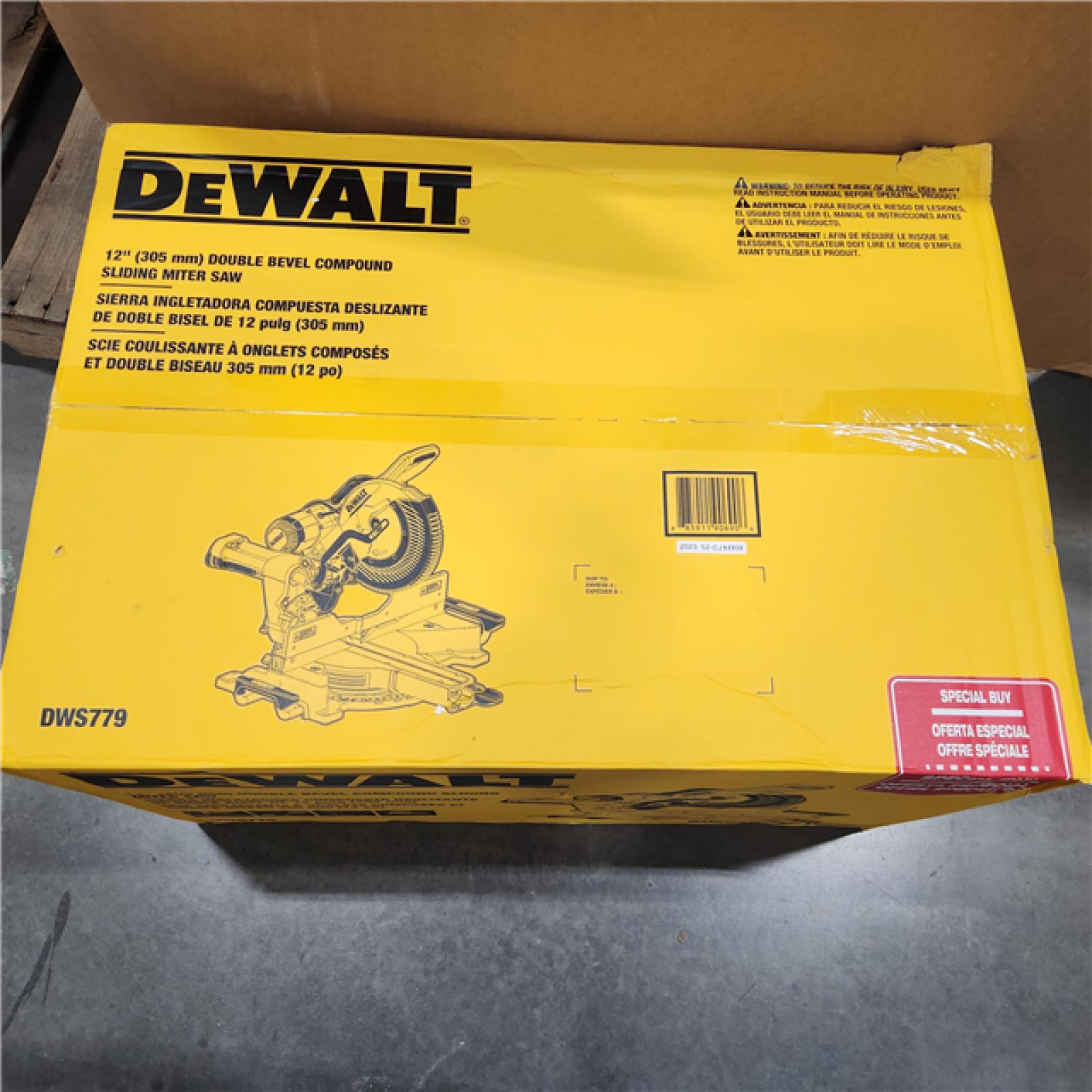 NEW - DEWALT 15 Amp Corded 12 in. Double Bevel Sliding Compound Miter Saw, Blade Wrench and Material Clamp