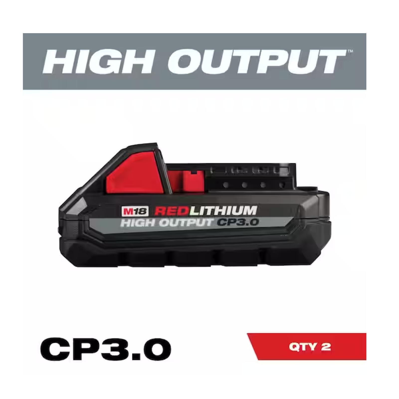 NEW! - Milwaukee M18 18V Lithium-Ion HIGH OUTPUT CP 3.0Ah Battery Pack (2-Pack)