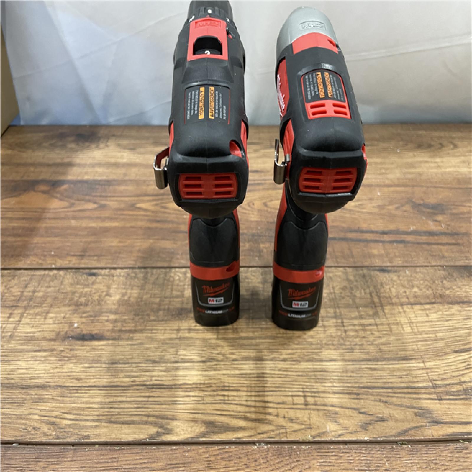 AS-IS Milwaukee M12 12V Lithium-Ion Cordless Drill Driver/Impact Driver Combo Kit