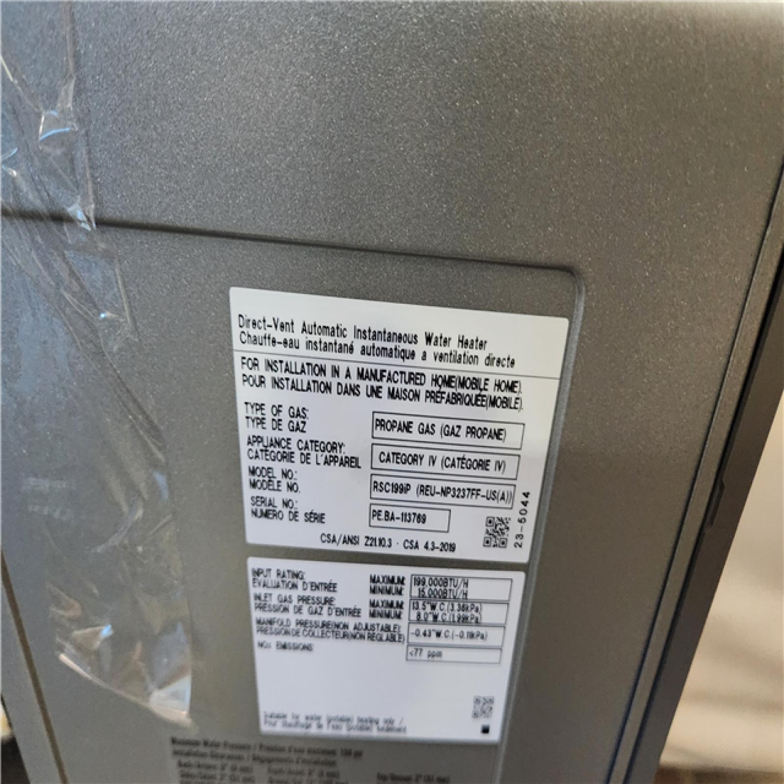 CALIFORNIA AS-IS Rinnai Tankless Water Heater