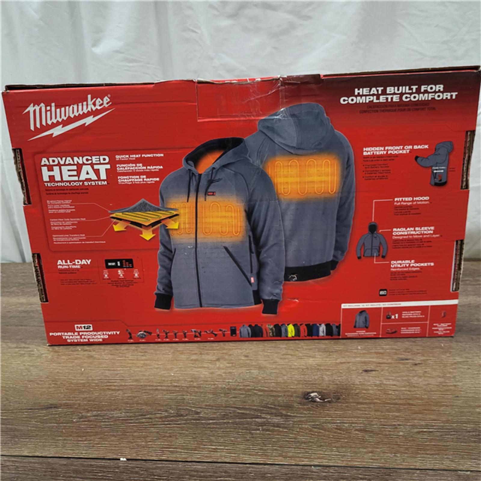 AS-IS Milwaukee M12 Lithium-Ion Cordless Gray Heated Jacket Hoodie Kit (2X-Large)