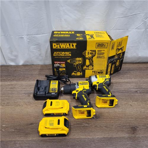 AS-IS DEWALT ATOMIC 20-Volt MAX Lithium-Ion Cordless Combo Kit (2-Tool) with (2) 2.0Ah Batteries, Charger and Bag