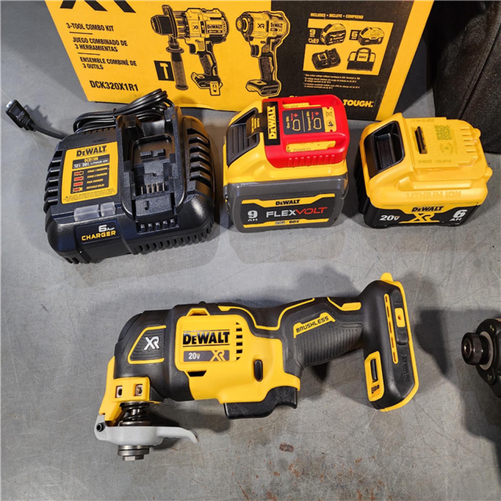 HOUSTON LOCATION - AS-IS DEWALT 20-Volt Lithium-Ion Cordless 3-Tool Combo Kit with FLEXVOLT 9 Ah and 20V 6 Ah Batteries and Charger