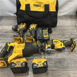 AS-IS DEWALT 20-Volt Maximum Lithium-Ion Cordless 4-Tool Combo Kit with (2) 4 Ah Batteries and Charger