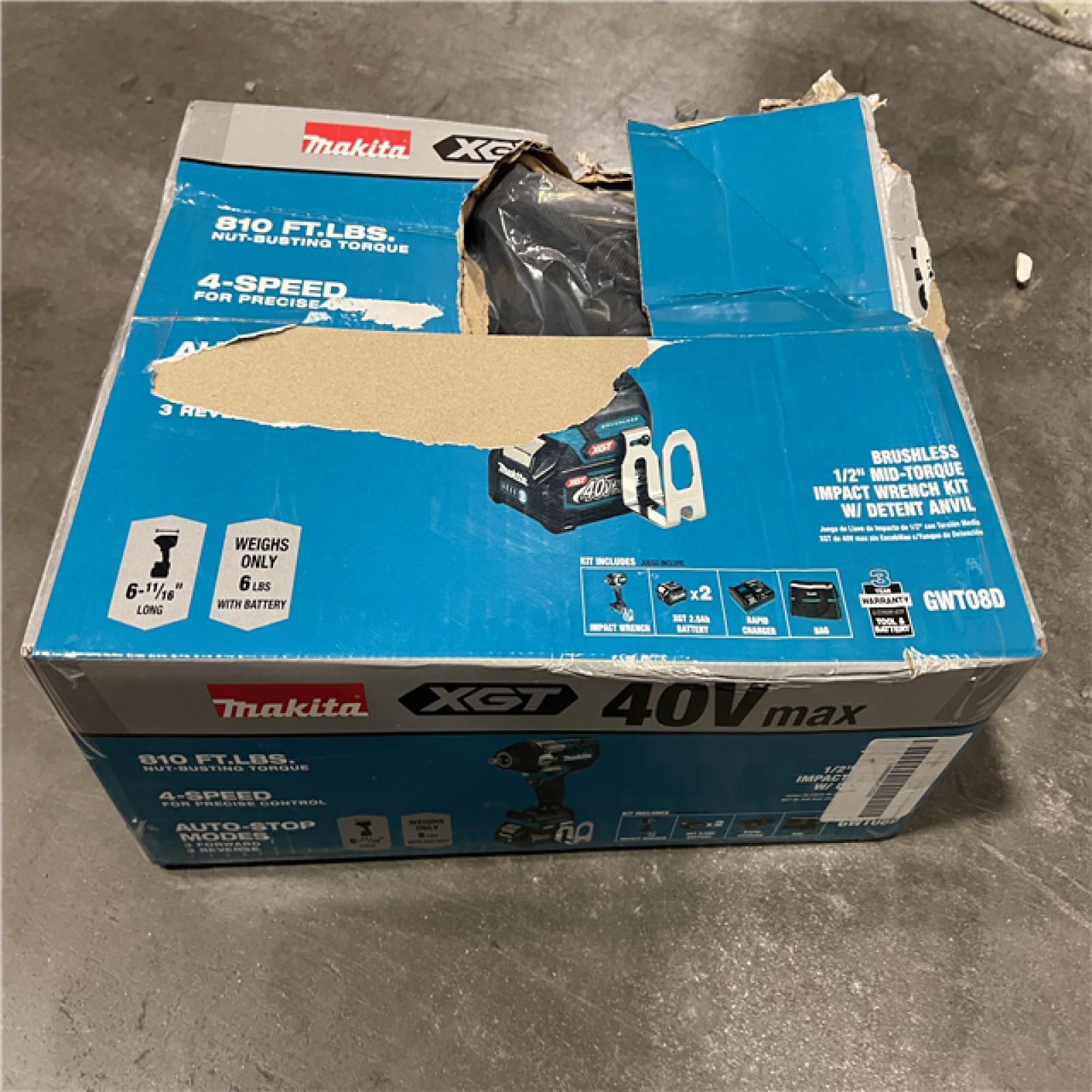 LIKE NEW! - Makita 40V max XGT Brushless Cordless 4-Speed Mid-Torque 1/2 in. Impact Wrench Kit w/Detent Anvil, 2.5Ah