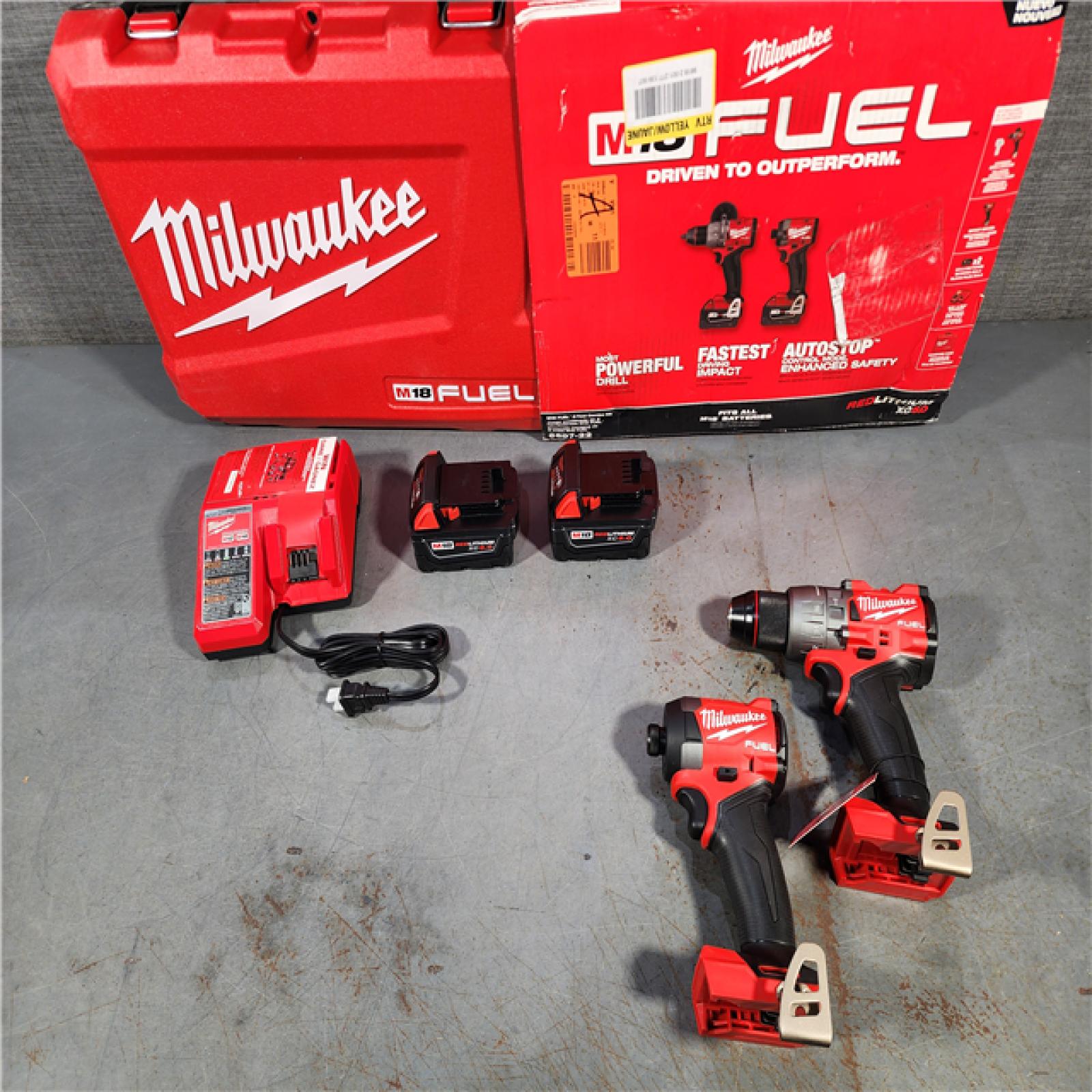 HOUSTON LOCATION - AS-IS (APPEARS LIKE NEW) Milwaukee M18 FUEL 18V Lithium-Ion Brushless Cordless Hammer Drill and Impact Driver Combo Kit (2-Tool) with 2 Batteries