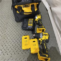 Houston location AS-IS DEWALT 20V MAX XR Cordless Drill/Driver, ATOMIC Impact Driver 2 Tool Combo Kit, (2) 2.0Ah Batteries, Charger, and Bag