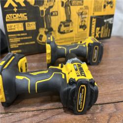 AS-ISDEWALT 20V MAX XR Cordless Drill/Driver, ATOMIC Impact Driver 2 Tool Combo Kit, (2) 2.0Ah Batteries, Charger, and Bag