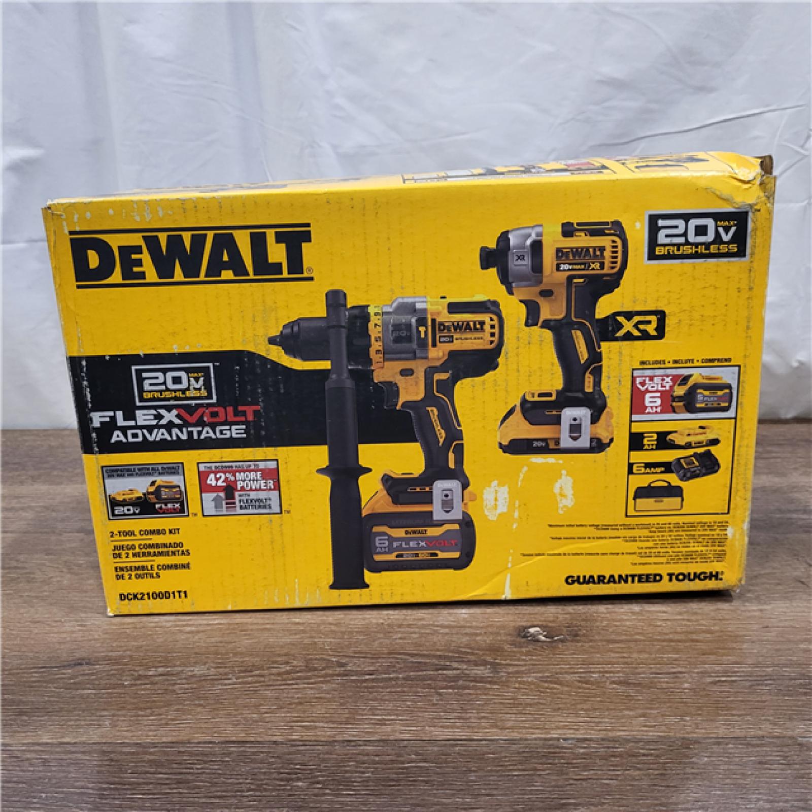 AS-IS 20V MAX Cordless Brushless Hammer Drill/Driver 2 Tool Combo Kit with FLEXVOLT ADVANTAGE