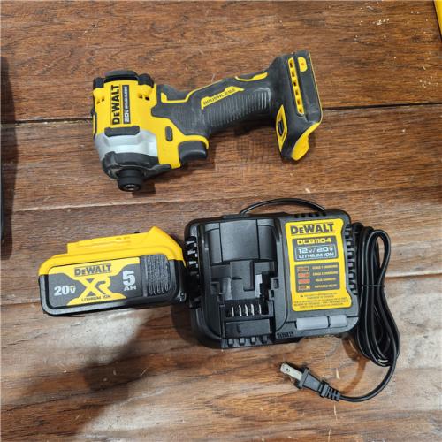 AS-IS ATOMIC 20V MAX Lithium-Ion Cordless 1/4 in. Brushless Impact Driver Kit, 5 Ah Battery, Charger, and Bag